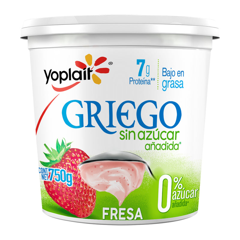 Yoghurt Griego Batido Sin Azúcar Fresa Yoplait 750 g