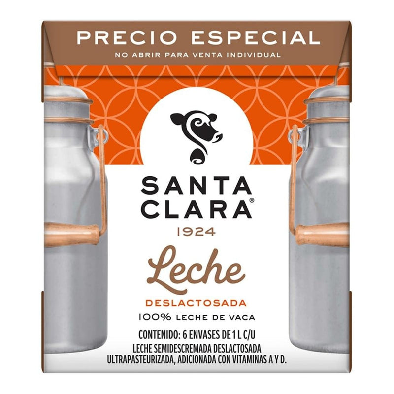 Leche Deslactosada Santa Clara 1 litro 6 pack